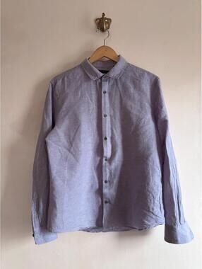 Perry Ellis Lavender Linen/Cotton Button-down Shirt size L